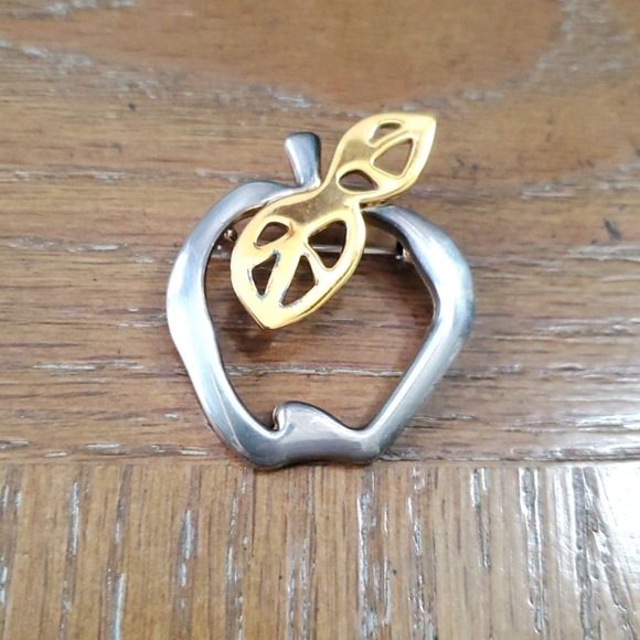 Gold and Silver Apple Brooch - Picture 1 of 3